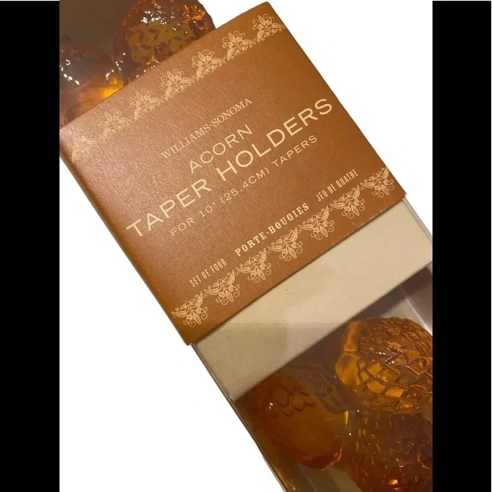 Williams Sonoma Acorn Taper Holder Amber